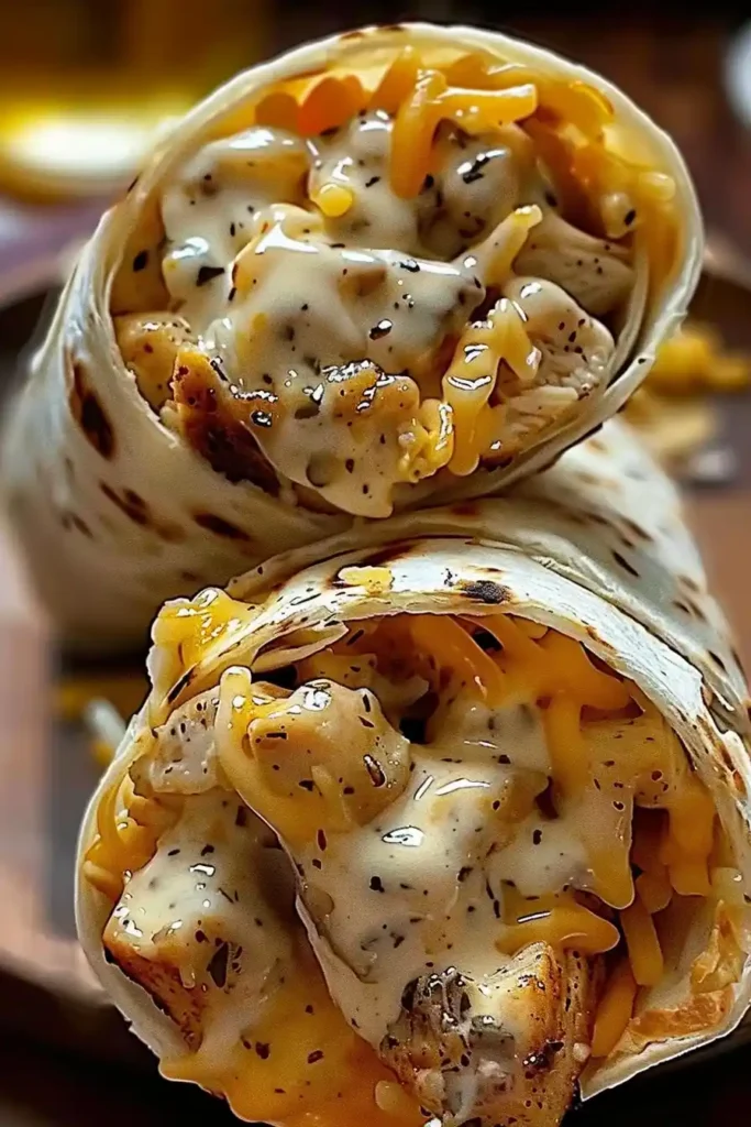 Cheesy Garlic Chicken Wraps