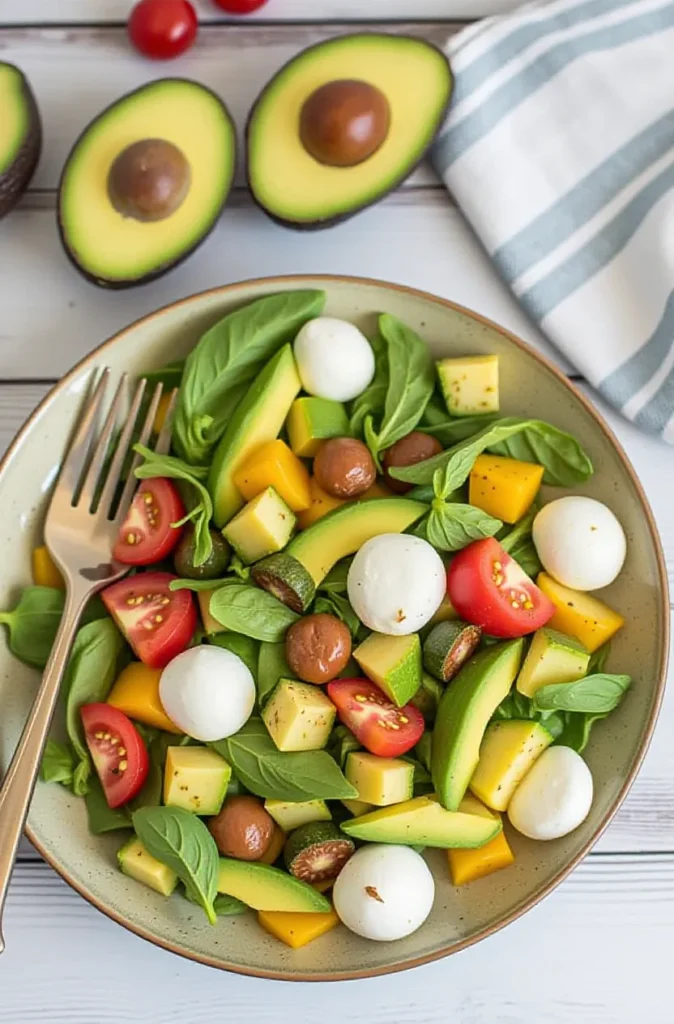 Fresh Avocado Salad with Mozzarella and Summer Veggies