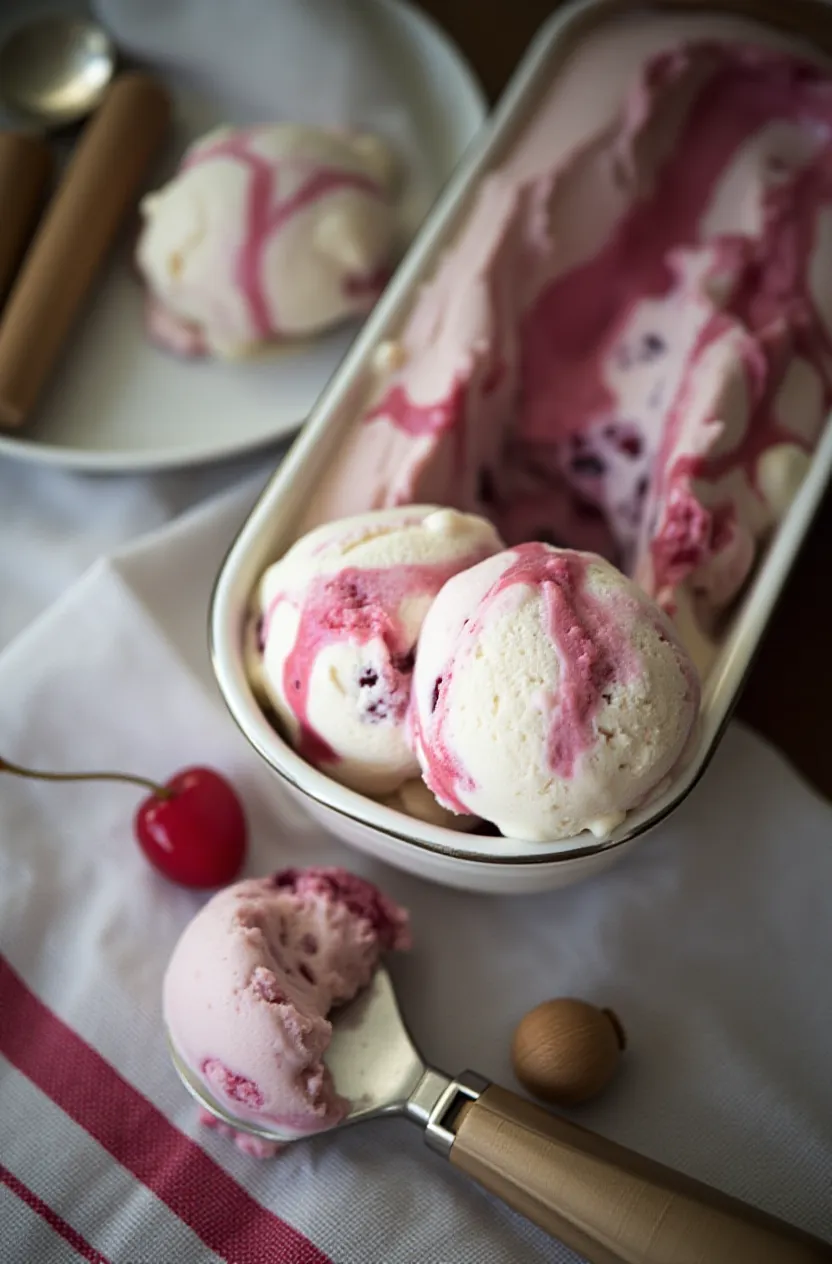 Classic Homemade Cherry Vanilla Ice Cream