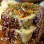 Crockpot French Onion Meatloaf with Melted Swiss Cheese