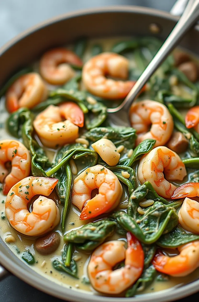 Creamy Shrimp and Crab Spinach