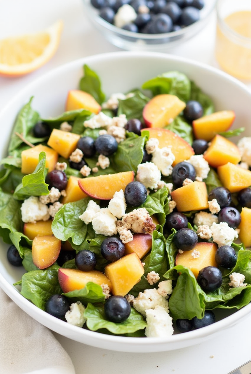 Blueberry Peach Feta Salad