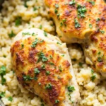 Cauliflower rice and herb stuffed chicken