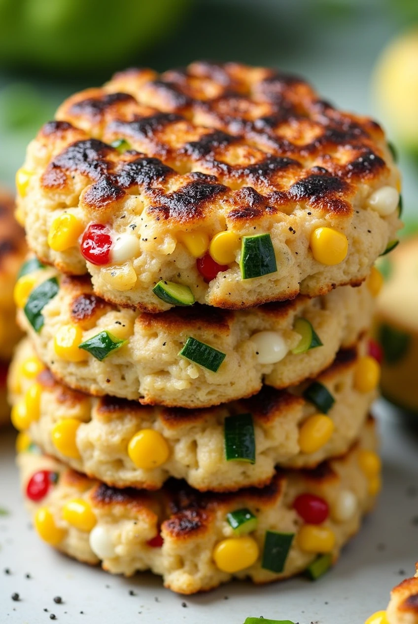 Chicken, Zucchini and Fresh Corn Burgers