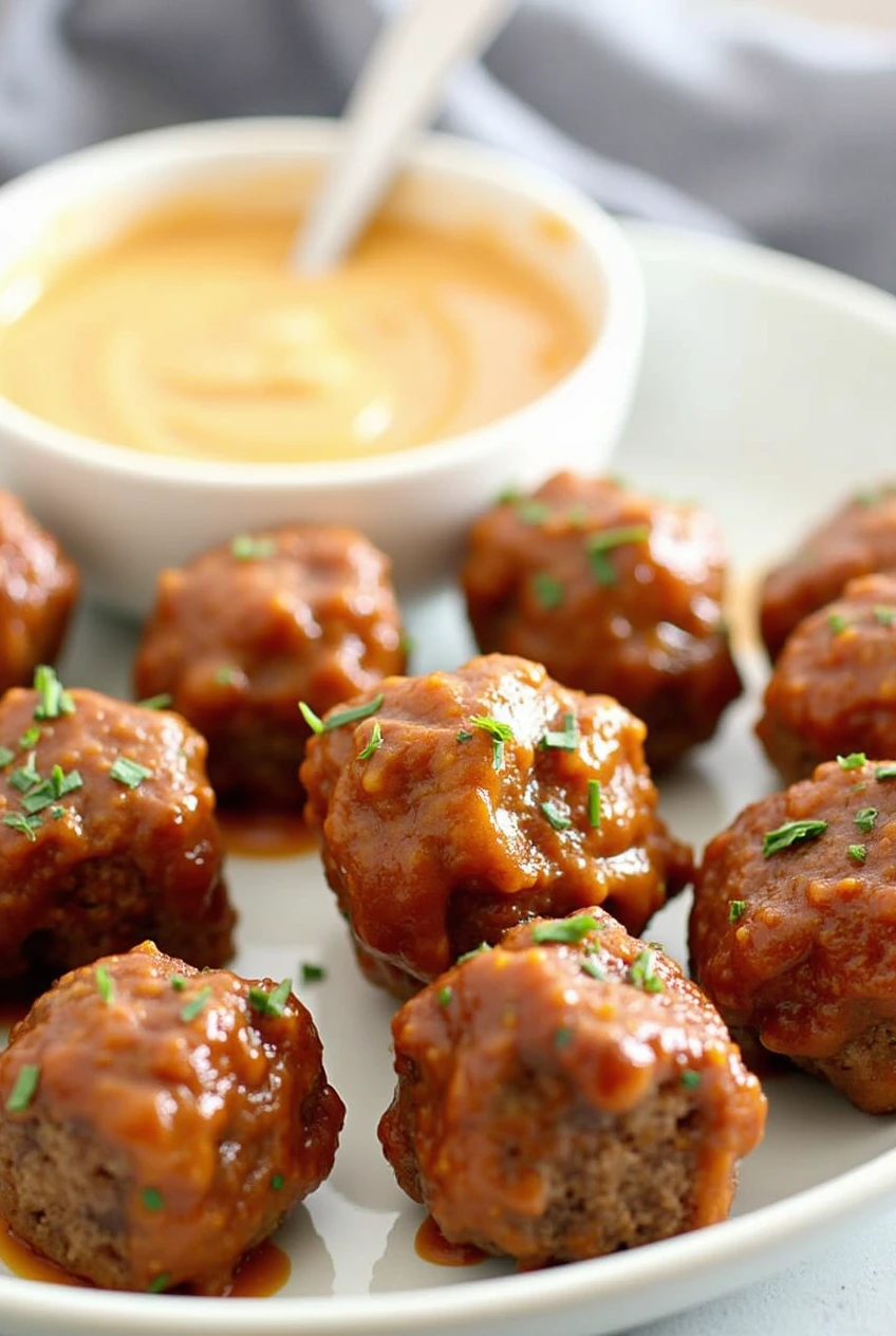 Korean BBQ Meatballs with Spicy Mayo Dip