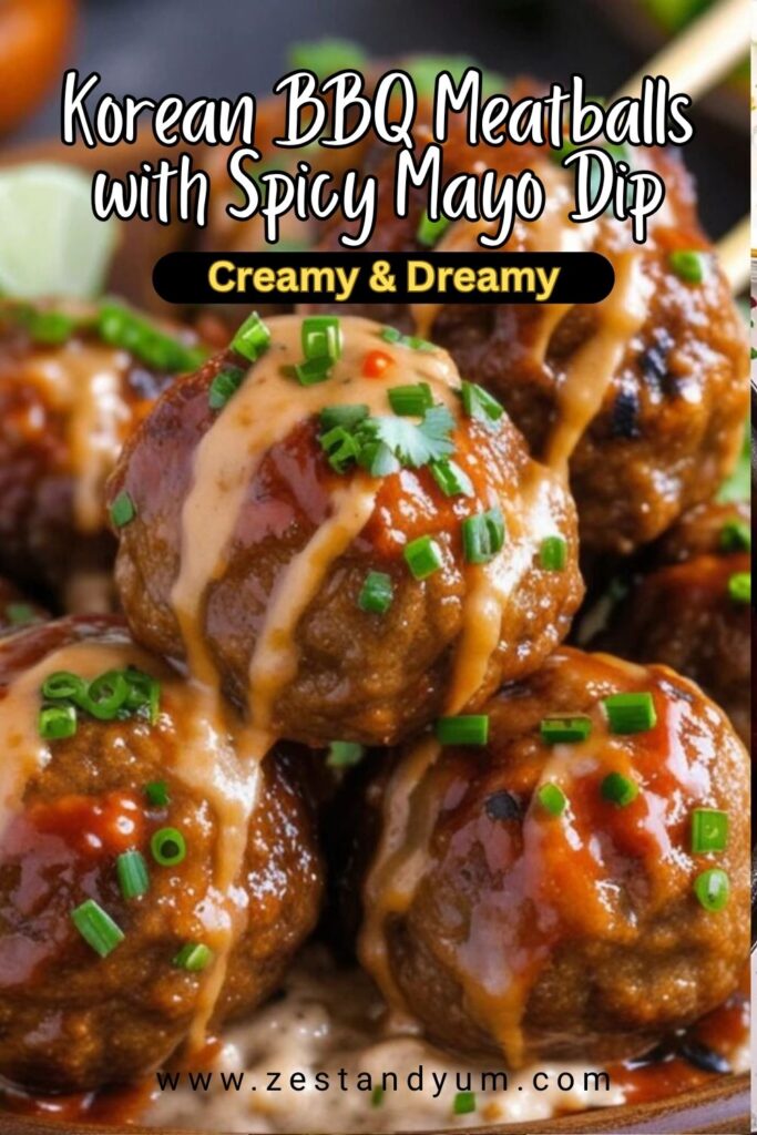 Korean BBQ Meatballs with Spicy Mayo Dip