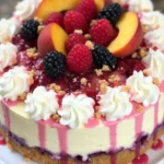 Summer Berry and Peach Cheesecake