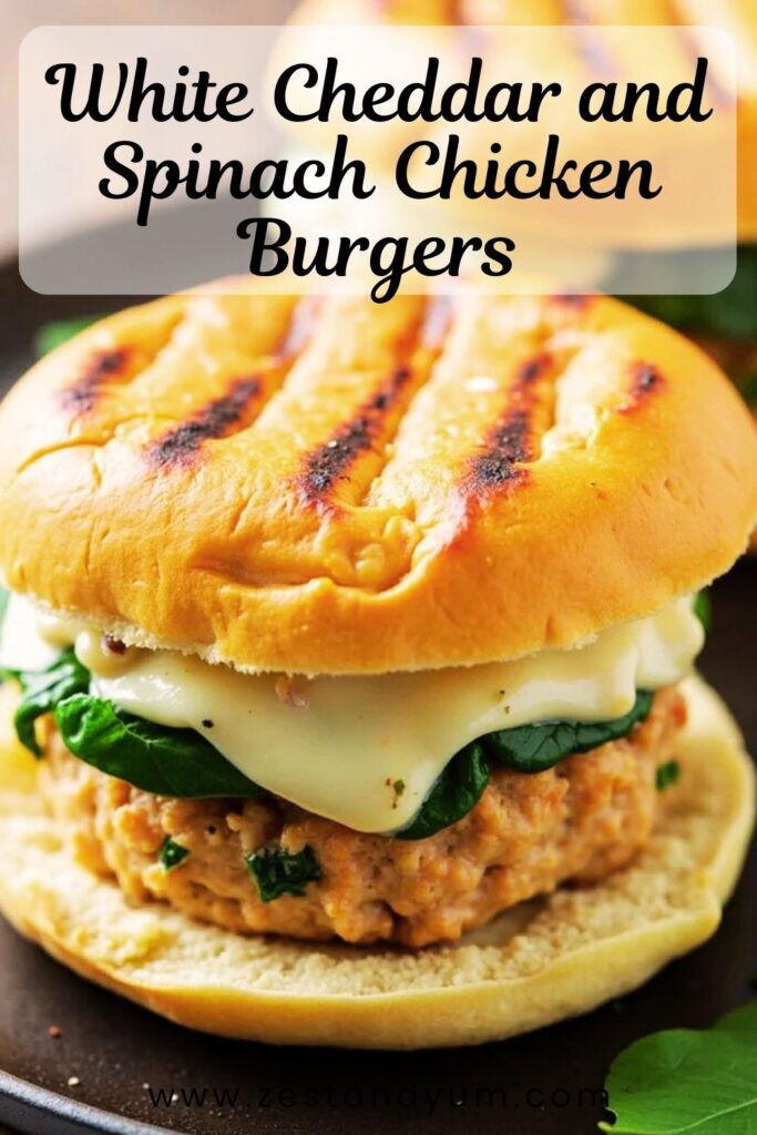 White Cheddar and Spinach Chicken Burgers