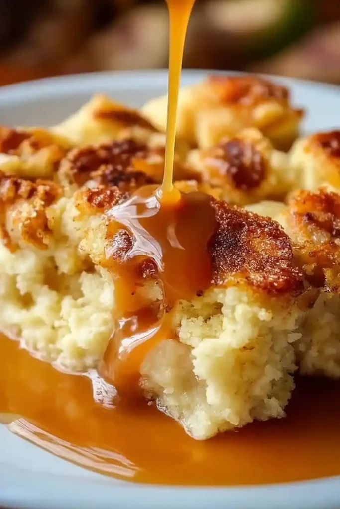 Stale Bread Pudding in a white plat