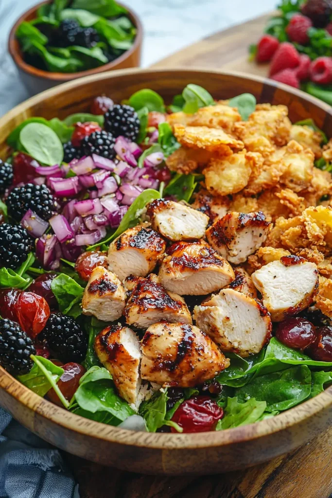 Blackberry balsamic grilled chicken salad