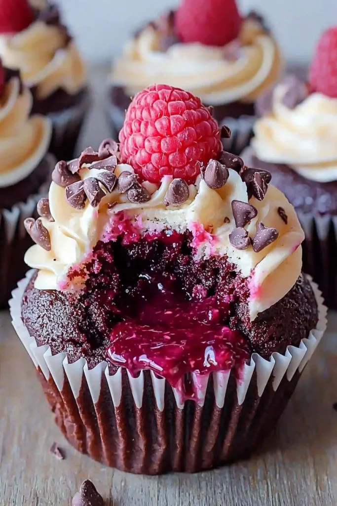 Raspberry Chocolate Lava Cupcakes