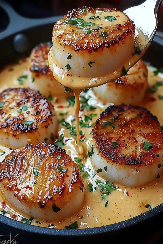 Seared Scallops with Spicy Cajun Cream Sauce