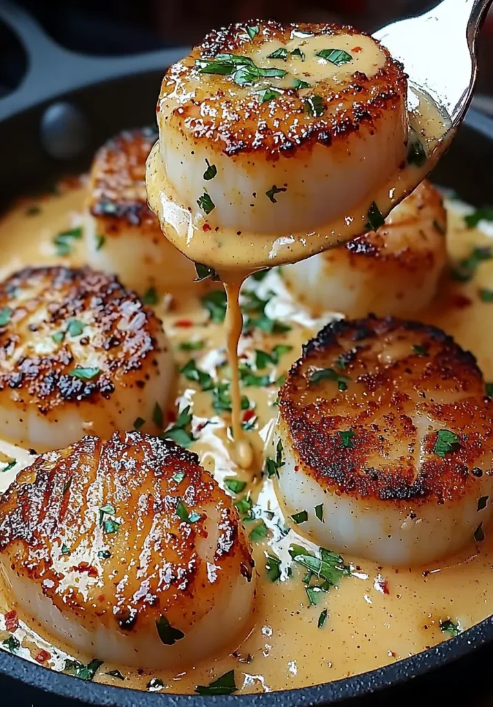 Seared Scallops with Spicy Cajun Cream Sauce