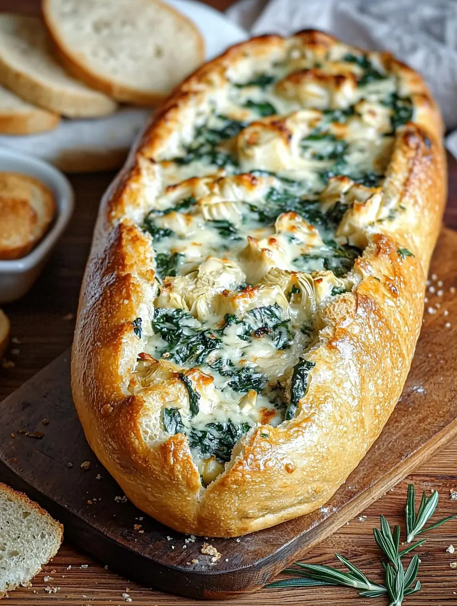 Spinach and artichoke stuffed bread