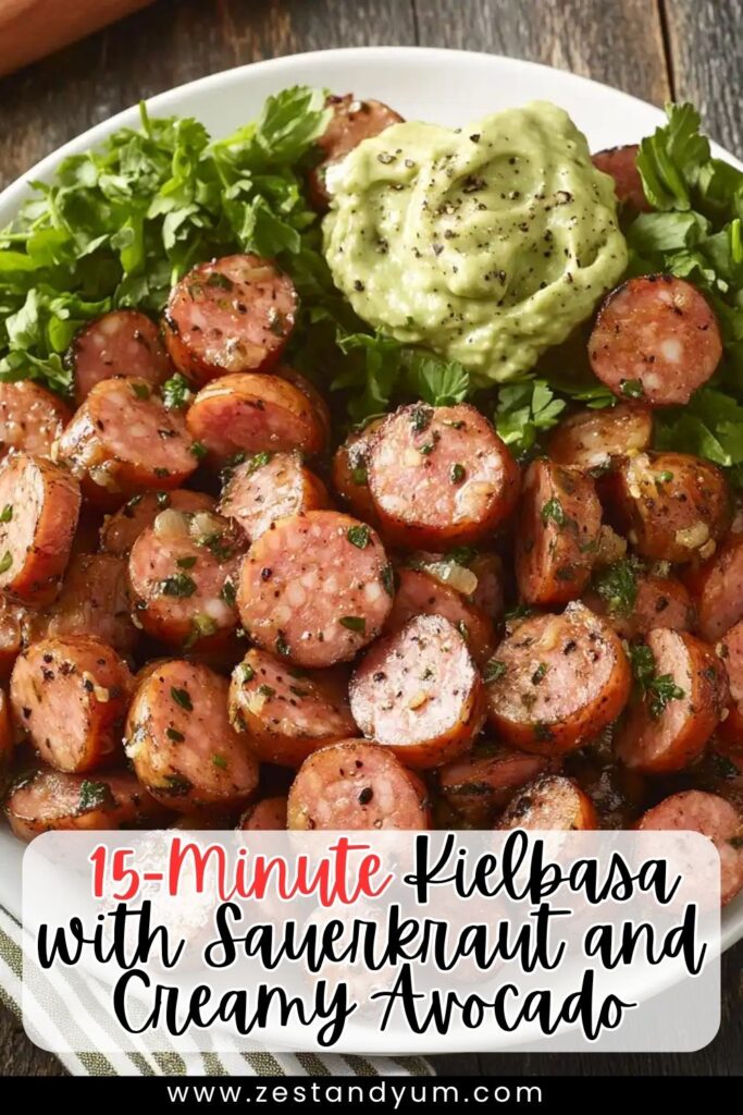 15-Minute Kielbasa with Sauerkraut and Creamy Avocado