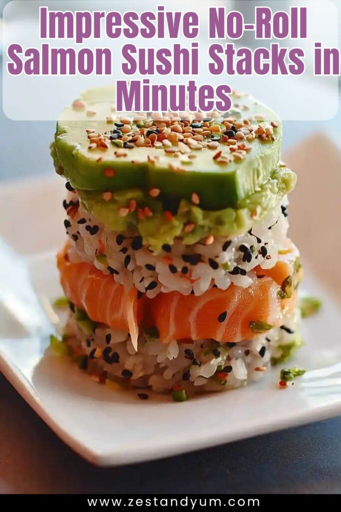 Impressive No-Roll Salmon Sushi Stacks in Minutes
