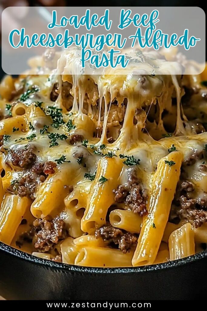 Loaded Beef Cheeseburger Alfredo Pasta