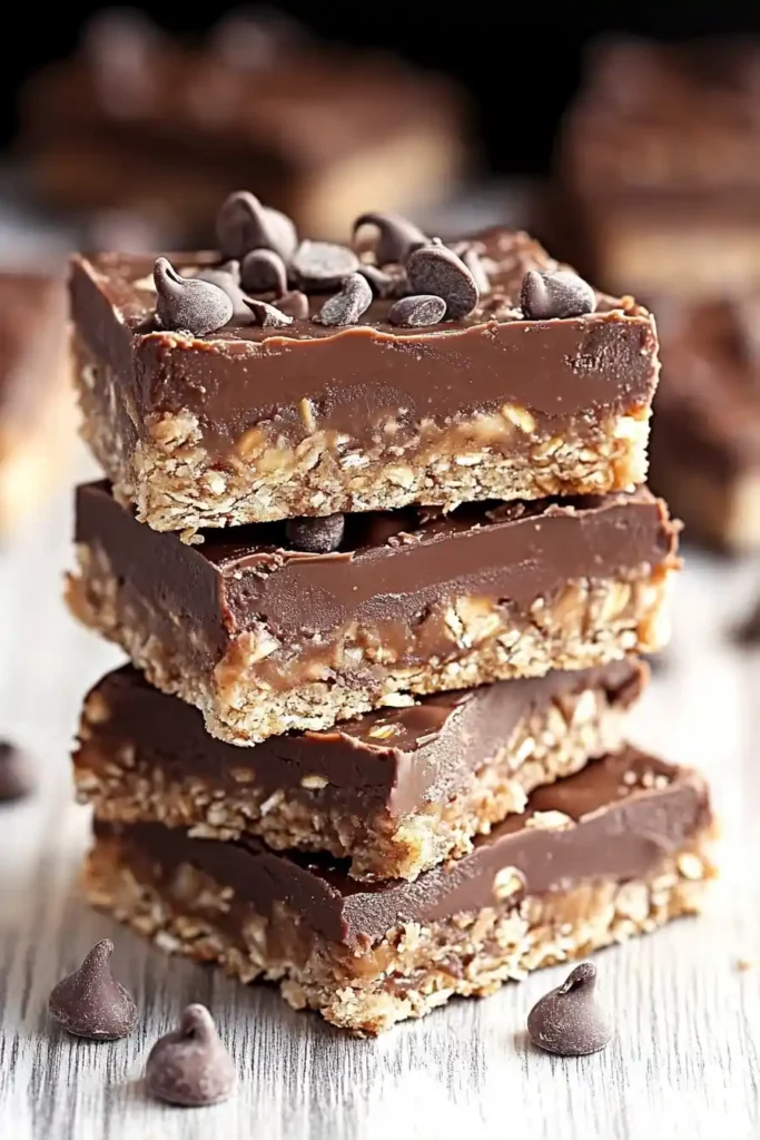 Easy No Bake Oatmeal Bars with Rich Chocolate Flavor