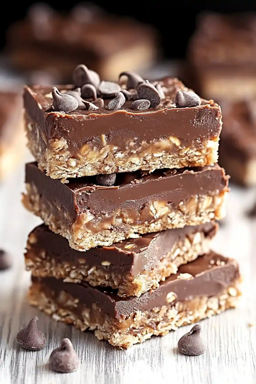 Easy No Bake Oatmeal Bars with Rich Chocolate Flavor