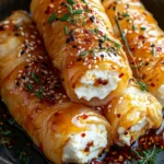 Oven Fried Feta Rolls with Chili Honey