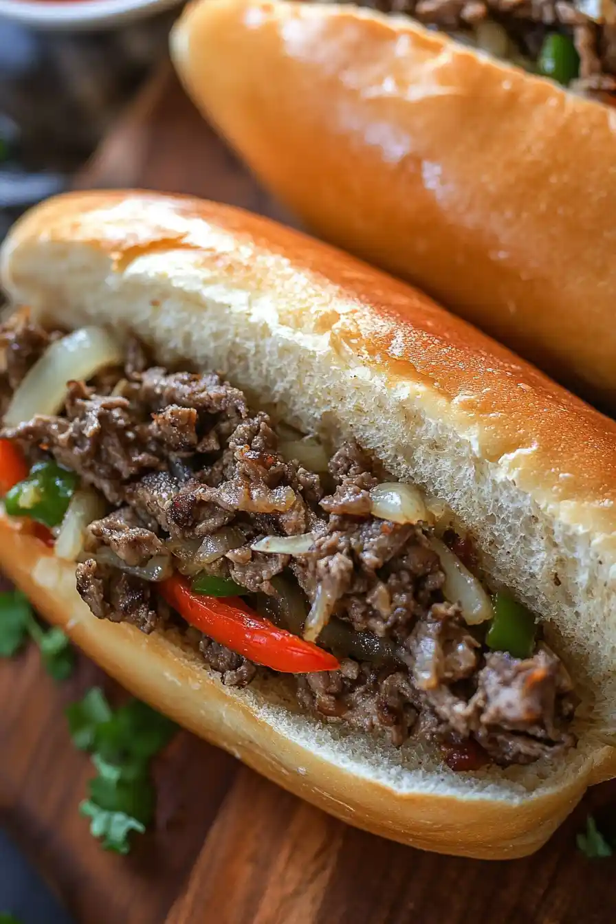 Philly Cheesesteak Loaded with Onions and Peppers