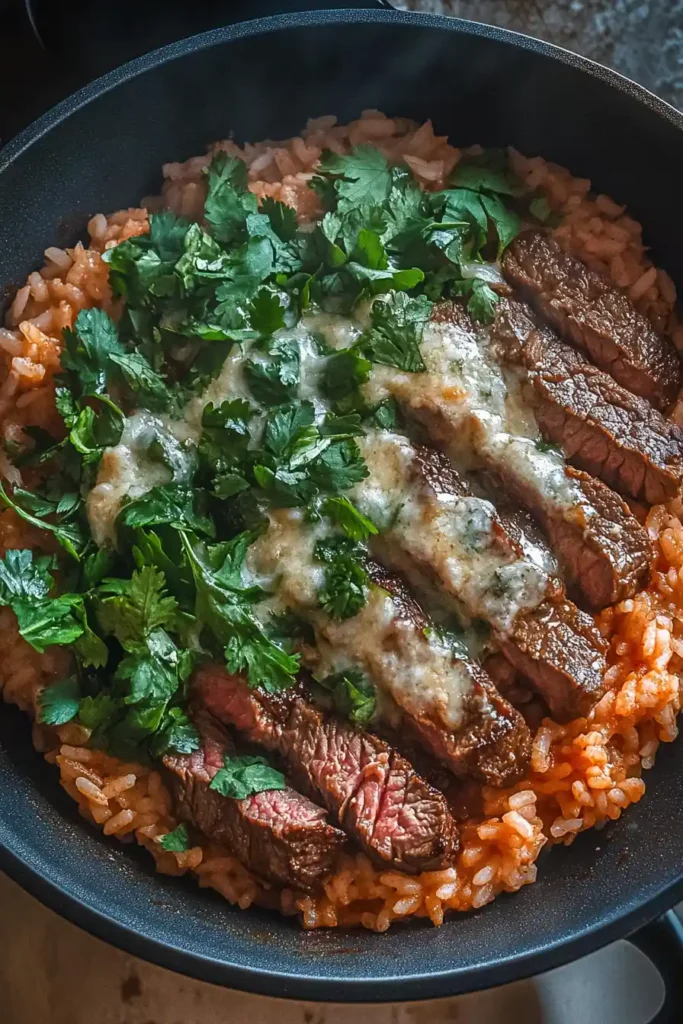 Easy Steak Queso Rice - A One-Pan Favorite