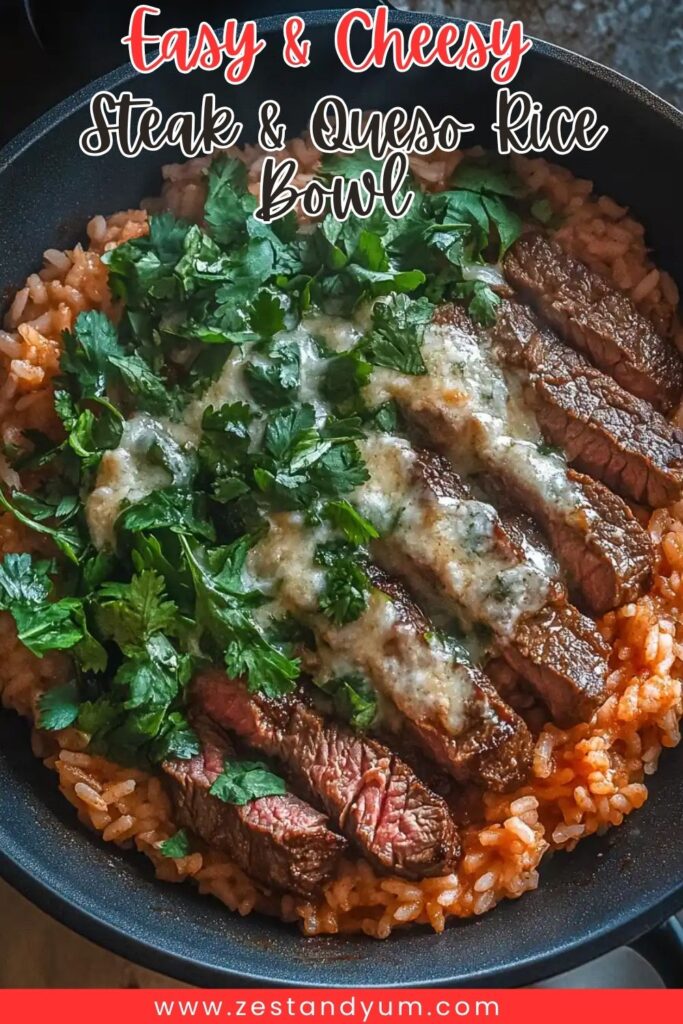 Steak & Queso Rice Bowl - Easy & Cheesy