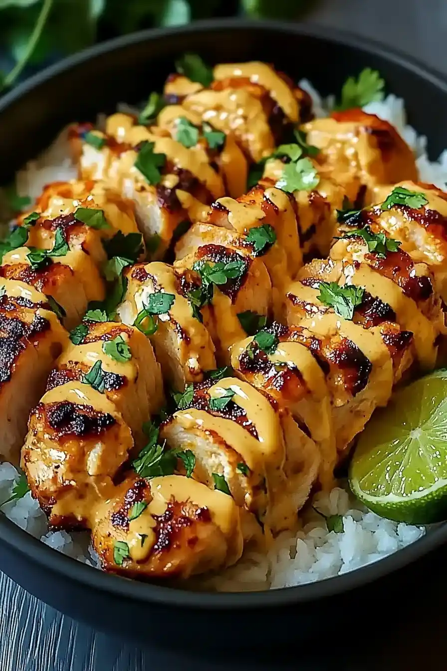 Sweet Chili Chicken Bowl with Coconut Lime Drizzle
