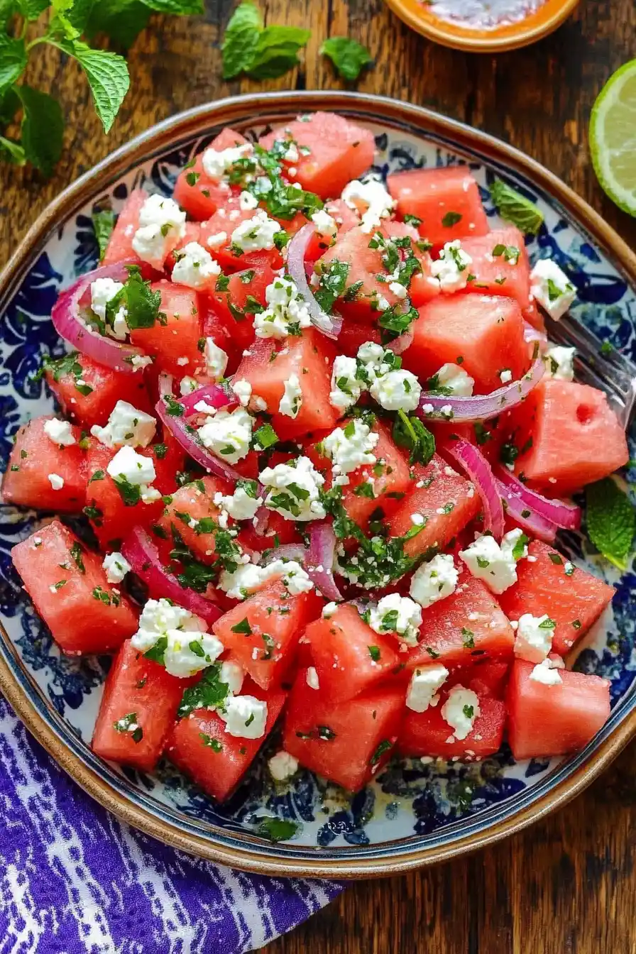 Sweet & Savory Watermelon Feta Salad for Summer