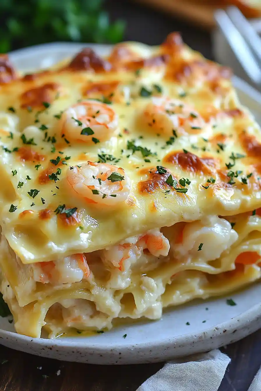 Garlic Butter Shrimp Scampi Lasagna