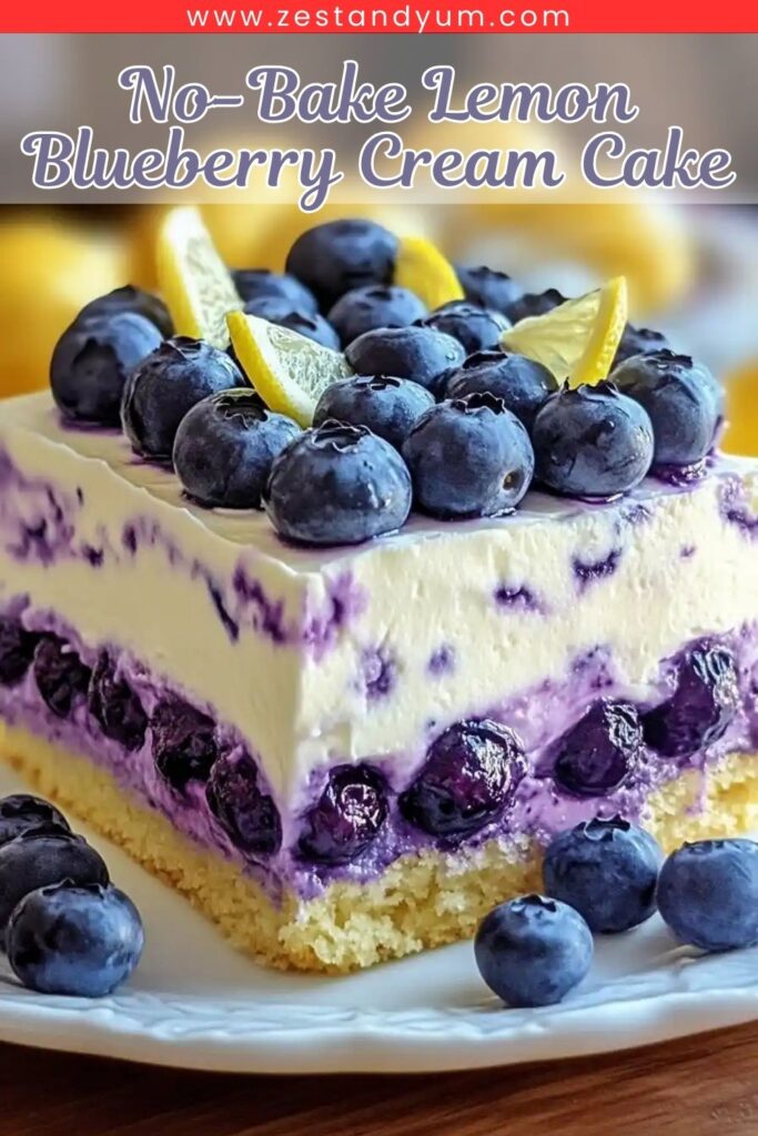 No-Bake Lemon Blueberry Cream Cake