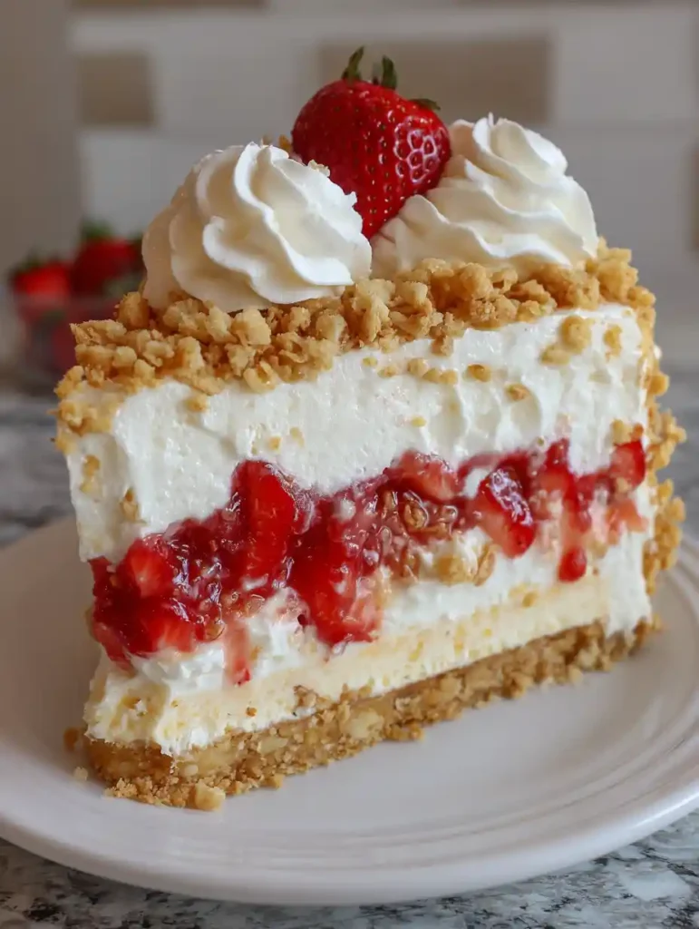 No-Bake Strawberry Crunch Cheesecake