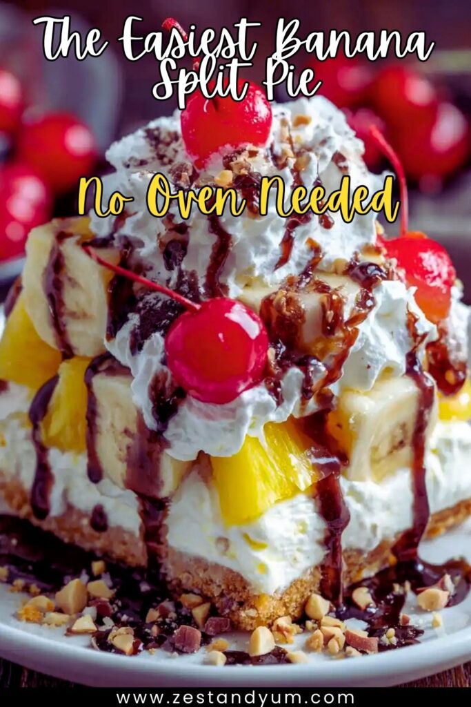 The Easiest Banana Split Pie – No Oven Needed