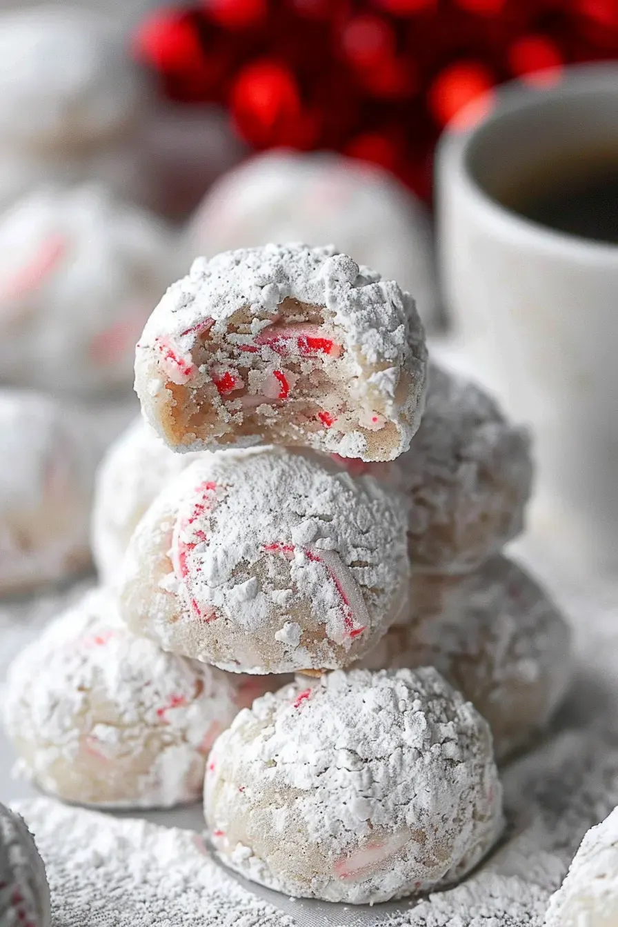 Peppermint Snowball Cookies