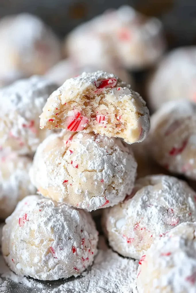 Peppermint Snowball Cookies