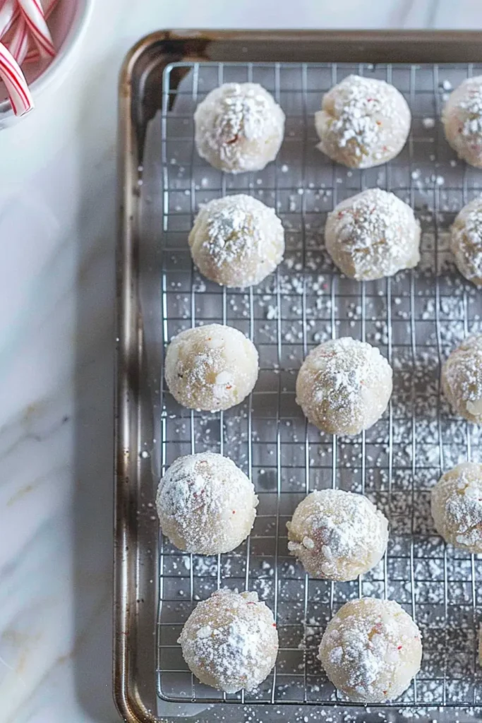 Peppermint Snowball Cookies