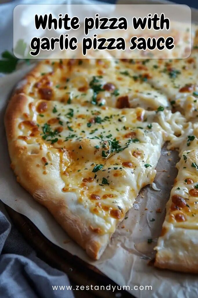 White pizza with garlic pizza sauce