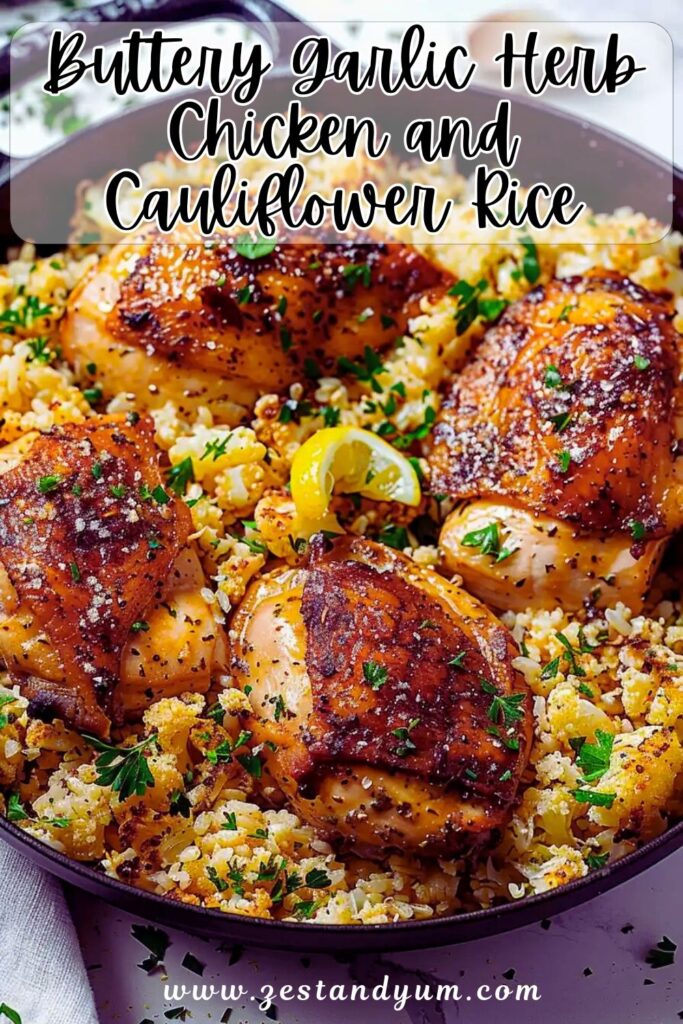 Buttery Garlic Herb Chicken and Cauliflower Rice