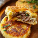 stuffed potato pancakes with ground beef