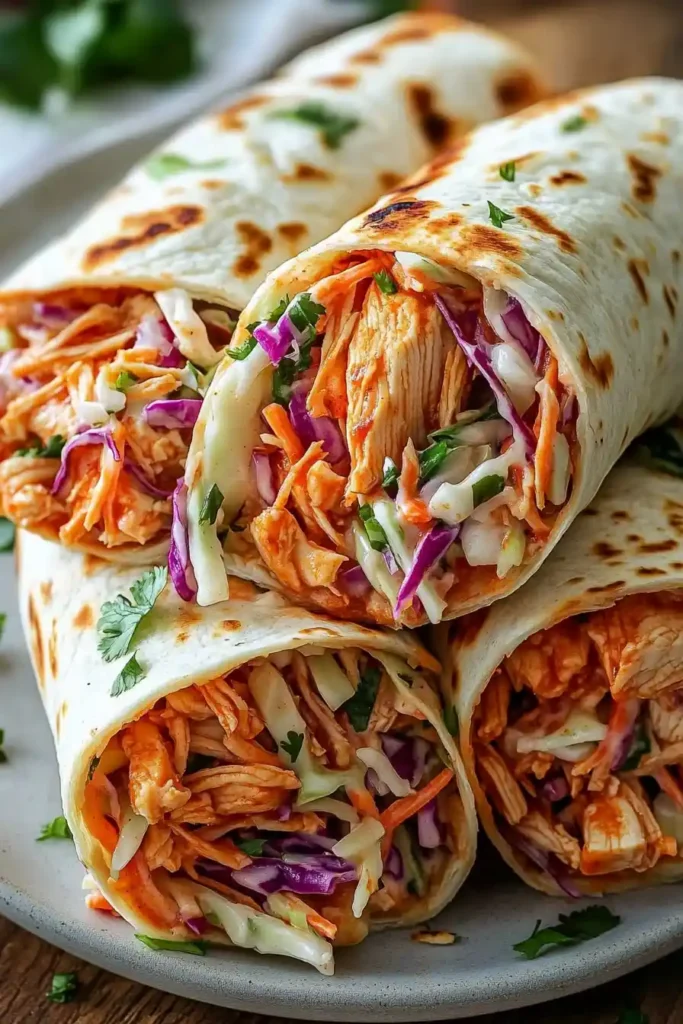 BBQ Chicken Coleslaw Wraps