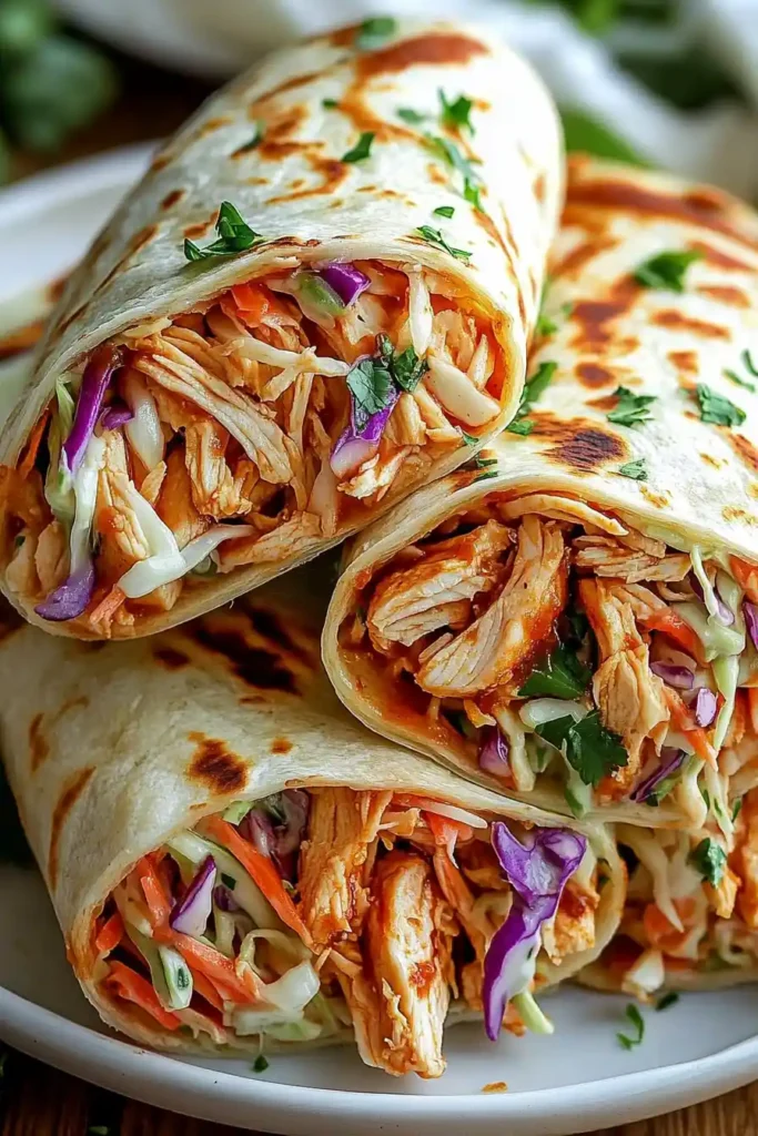BBQ Chicken Coleslaw Wraps