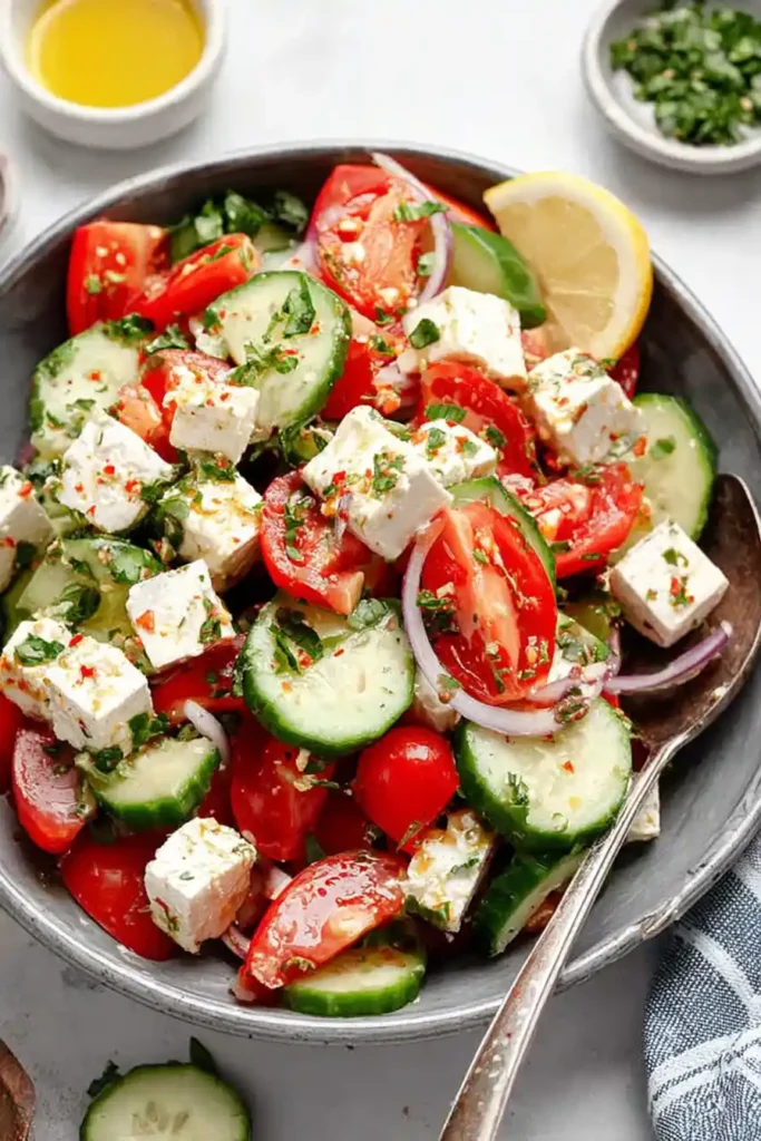Greek Cucumber Tomato Feta Salad