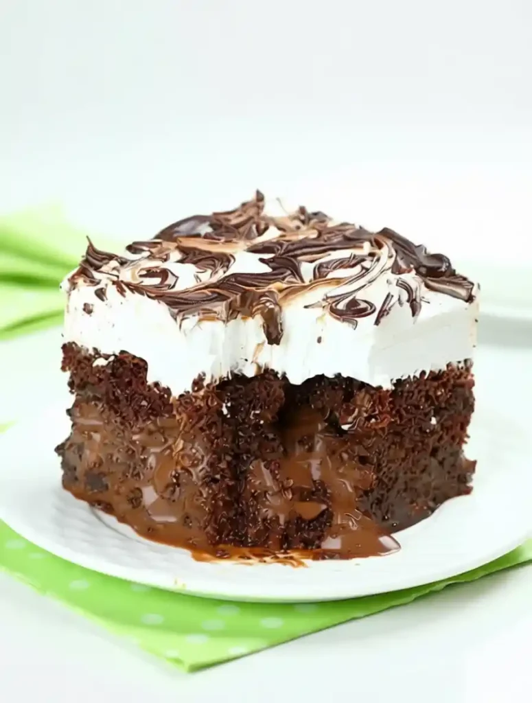Marshmallow Chocolate Poke Cake