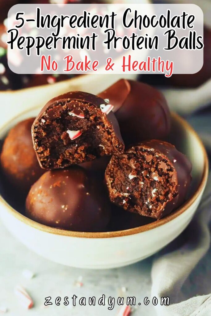 5-Ingredient Chocolate Peppermint Protein Balls