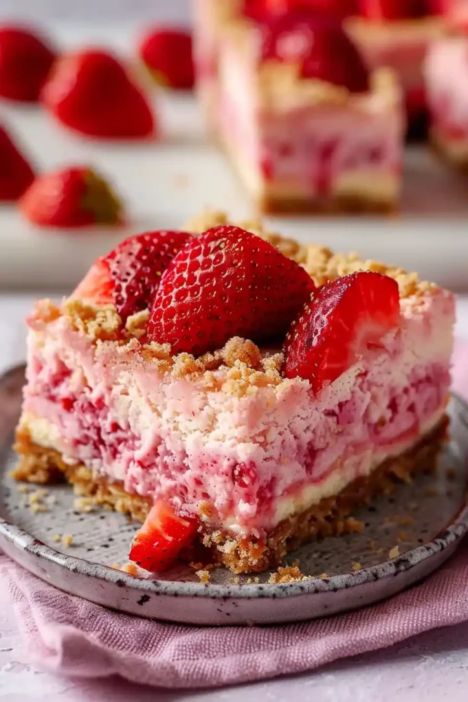 Strawberry Shortcake Cheesecake Bars