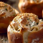 Chicken Alfredo Garlic Bread Bowls