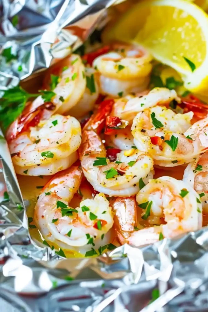 Oven-Baked Shrimp Scampi in Foil Packets