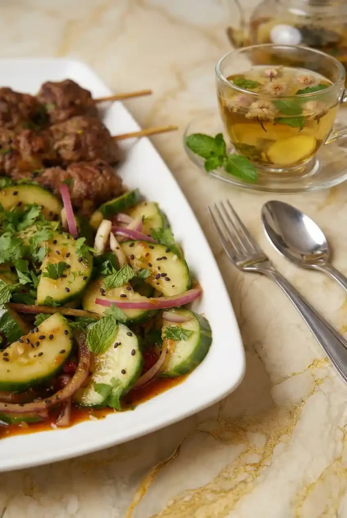 Harissa Cucumber Onion Salad