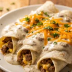 Breakfast Enchiladas with Sausage Gravy
