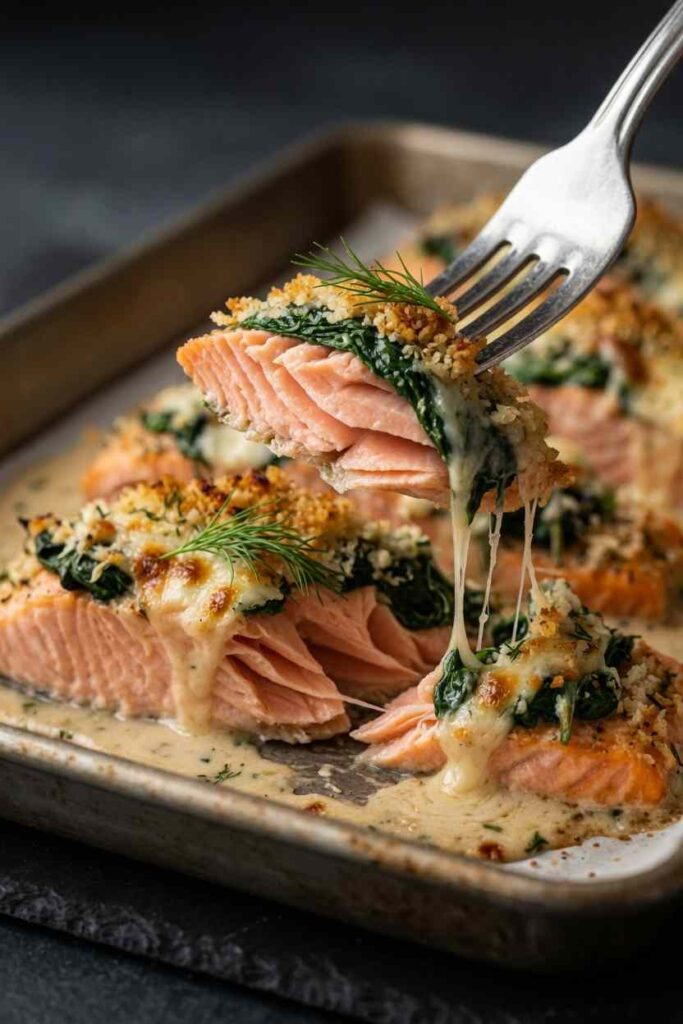 Salmon with Spinach and Mozzarella